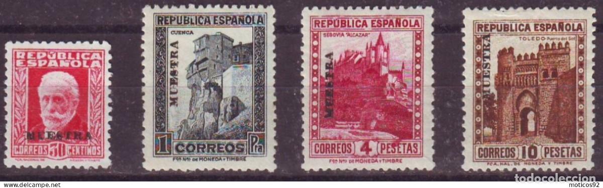 Sellos: EDIFIL 669-73-74-75 MUESTRA CON CHARNELA. MUY RAROS
