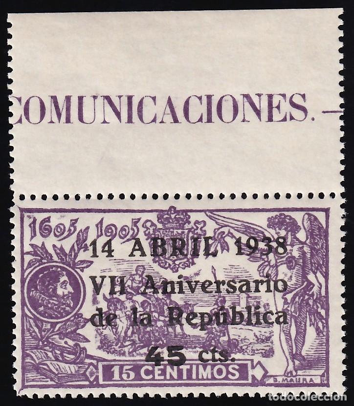Timbres: ESPA&Ntilde;A, 1938 EDIFIL N&ordm; 755 /**/, VII Aniversario de la Rep&uacute;blica. [Bien centrado / SIN FIJASELLOS.]