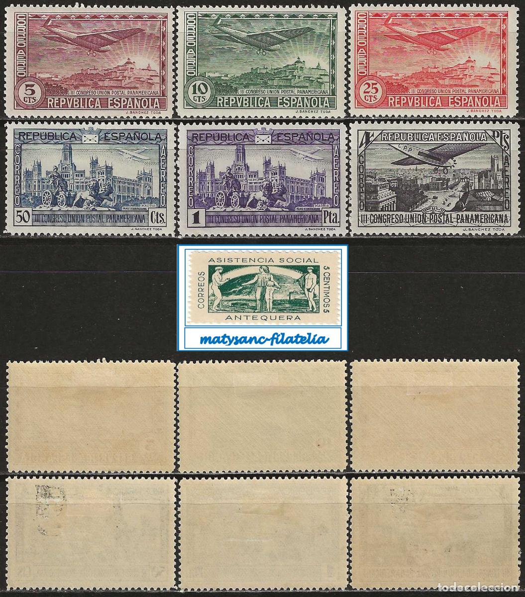 Selos: ESPA&Ntilde;A 1931. EDIFIL 614/619. SERIE COMPLETA &rdquo;III CONGRESO UNI&Oacute;N POSTAL PANAMERICANA&rdquo;. VER DESCR. L1