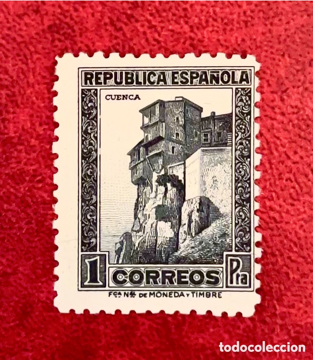 Sellos: Bonito sello II Rep&uacute;blica Casas Colgantes Cuenca.