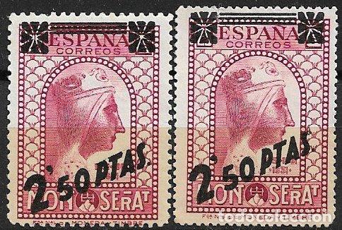 Sellos: Rep&uacute;blica Espa&ntilde;ola 1938 Montserrat, nuevo valor, EDIFIL n&ordm; 791 y 791d (*) variedad