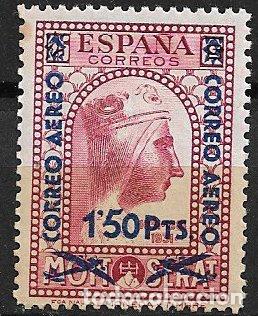 Sellos: Rep&uacute;blica Espa&ntilde;ola 1938 Montserrat, habilitado correo a&eacute;reo, EDIFIL n&ordm; 785 * *
