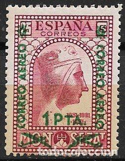 Sellos: Rep&uacute;blica Espa&ntilde;ola 1938 Montserrat, habilitado correo a&eacute;reo, EDIFIL n&ordm; 783 * *