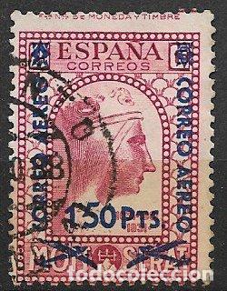 Sellos: Rep&uacute;blica Espa&ntilde;ola 1938 Montserrat, habilitado correo a&eacute;reo, EDIFIL n&ordm; 785 (o)