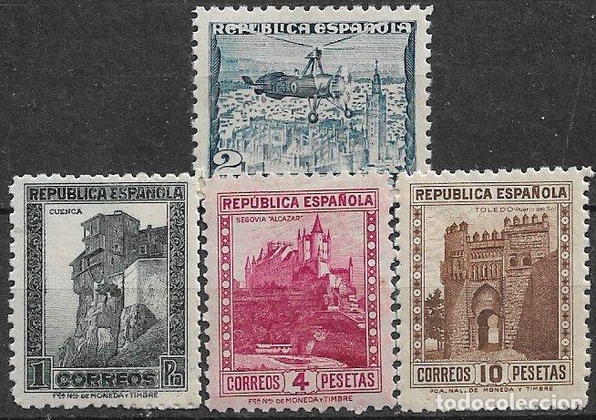 Sellos: Rep&uacute;blica Espa&ntilde;ola 1938 Monumentos y autogiro, EDIFIL n&ordm; 770 a 772, con 770A * * bonita