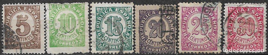 Sellos: Rep&uacute;blica Espa&ntilde;ola 1938 Alegor&iacute;a de la Rep&uacute;blica, EDIFIL n&ordm; 745G a 750G (o)