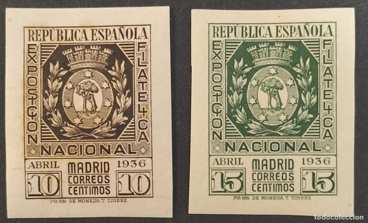 Sellos: Edifil 727/28 728 MNH AUTENTICOS SIN FIJASELLOS Exposicion Filatelica Espa&ntilde;a 1936 (REFQK)Leer
