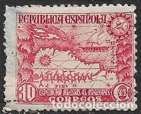 Sellos: Rep&uacute;blica Espa&ntilde;ola 1937 Expedici&oacute;n al Amazonas, EDIFIL n&ordm; 694 (o)