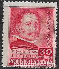 Sellos: Rep&uacute;blica Espa&ntilde;ola 1937 III Cent&ordm; muerte Gregorio Fern&aacute;ndez, EDIFIL n&ordm; 726 * *