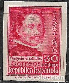 Sellos: Rep&uacute;blica Espa&ntilde;ola 1937 III Cent&ordm; muerte Gregorio Fern&aacute;ndez, EDIFIL n&ordm; 726s * *