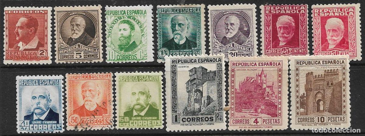 Sellos: Rep&uacute;blica Espa&ntilde;ola 1932 Personajes y Monumentos, EDIFIL n&ordm; 662 a 675 * * completa, 671 (o)