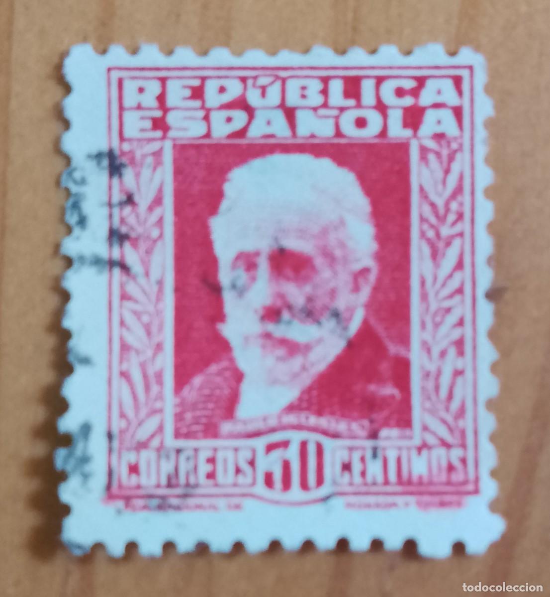 Sellos: A&Ntilde;O 1931-2 - EDIFIL 659 - 30 C&Eacute;NTIMOS - PERSONAJES: PABLO IGLESIAS - CON N&Uacute;MERO AL DORSO