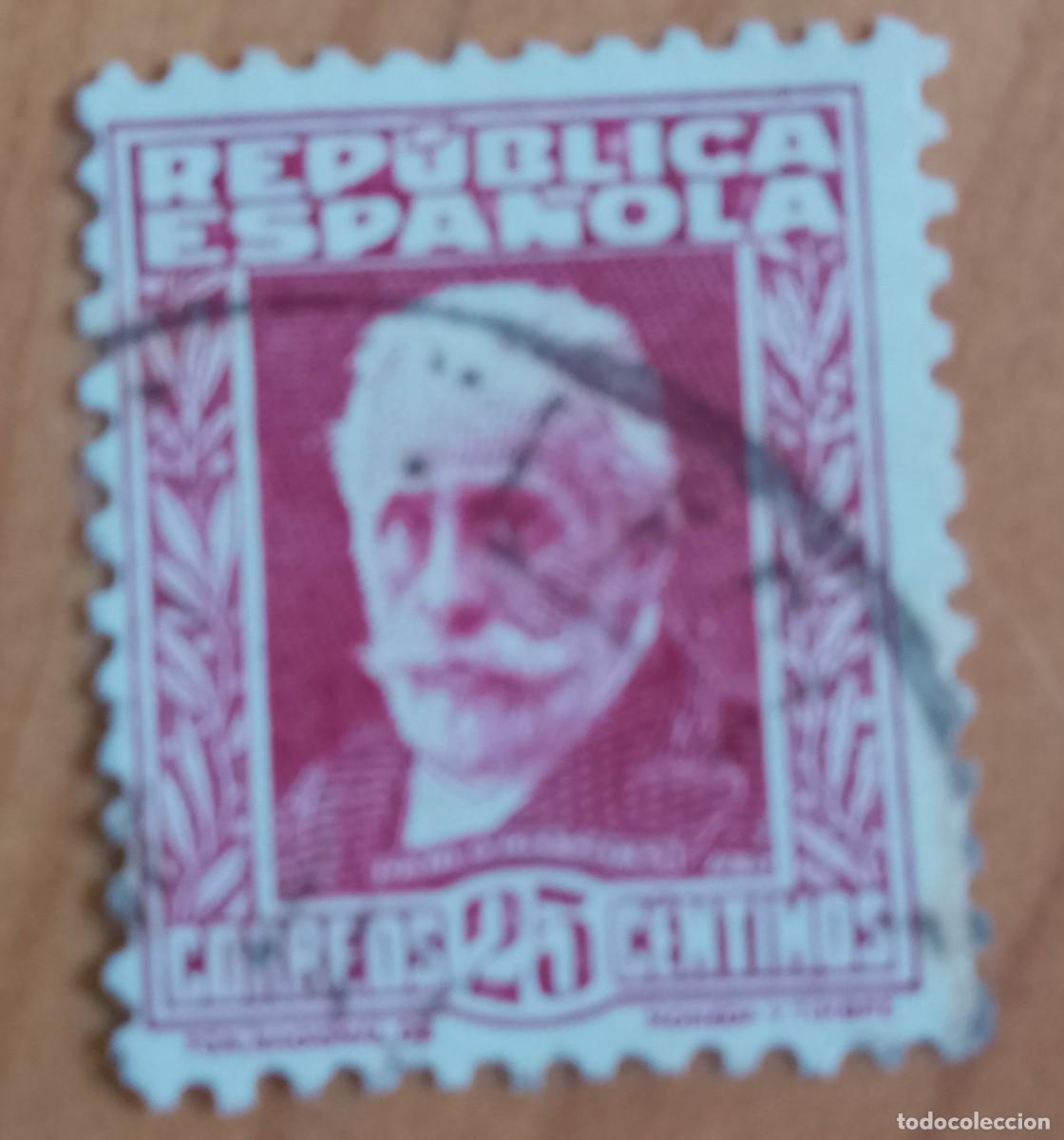 Sellos: A&Ntilde;O 1931-2 - EDIFIL 658 - 25 C&Eacute;NTIMOS - PERSONAJES: PABLO IGLESIAS - CON N&Uacute;MERO AL DORSO