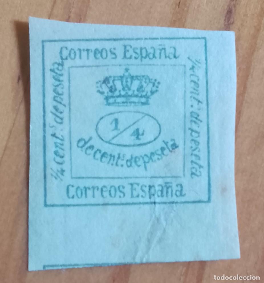 Sellos: A&Ntilde;O 1876 - EDIFIL 173 - 1/4 - CORONA REAL