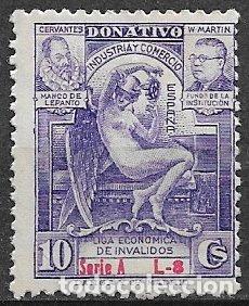 Sellos: VI&Ntilde;ETAS. Liga Econ&oacute;mica de Inv&aacute;lidos de Industria y Comercio, 10 cts. violeta * *