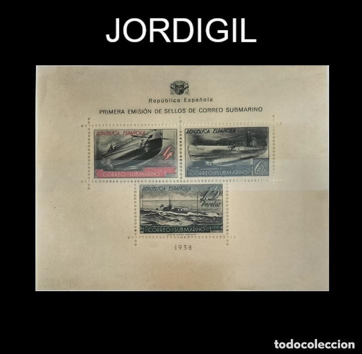 Francobolli: Edifil 781 AUTENTICOS MNH Hojita Correo Submarino Espa&ntilde;a 1938 (RefQK)