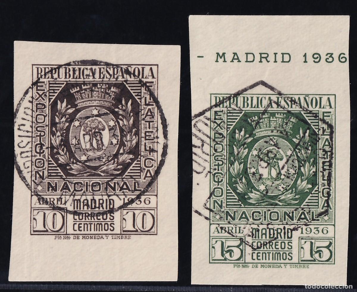 Sellos: ESPA&Ntilde;A, 1936 EDIFIL N&ordm; 727 / 728, Exposici&oacute;n Filat&eacute;lica de Madrid.
