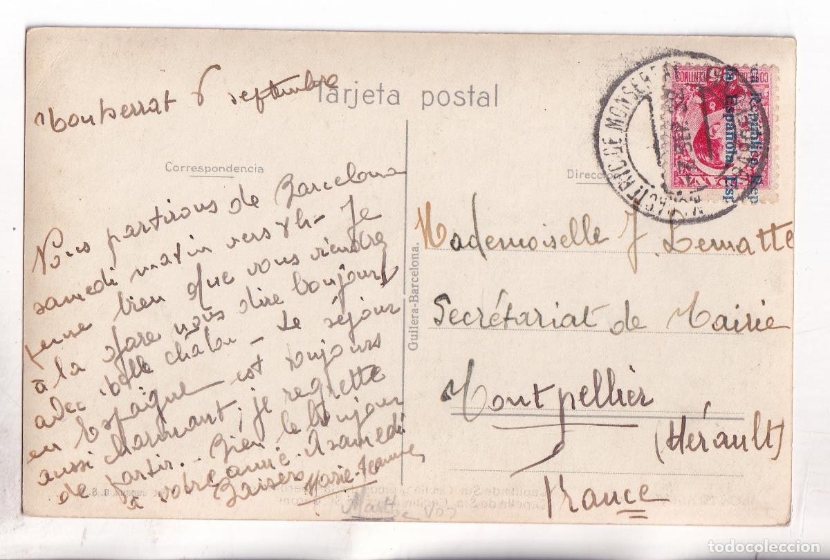 Sellos: POSTAL MONASTERIO DE MONTSERRAT. BARCELONA. 1932. A FRANCIA