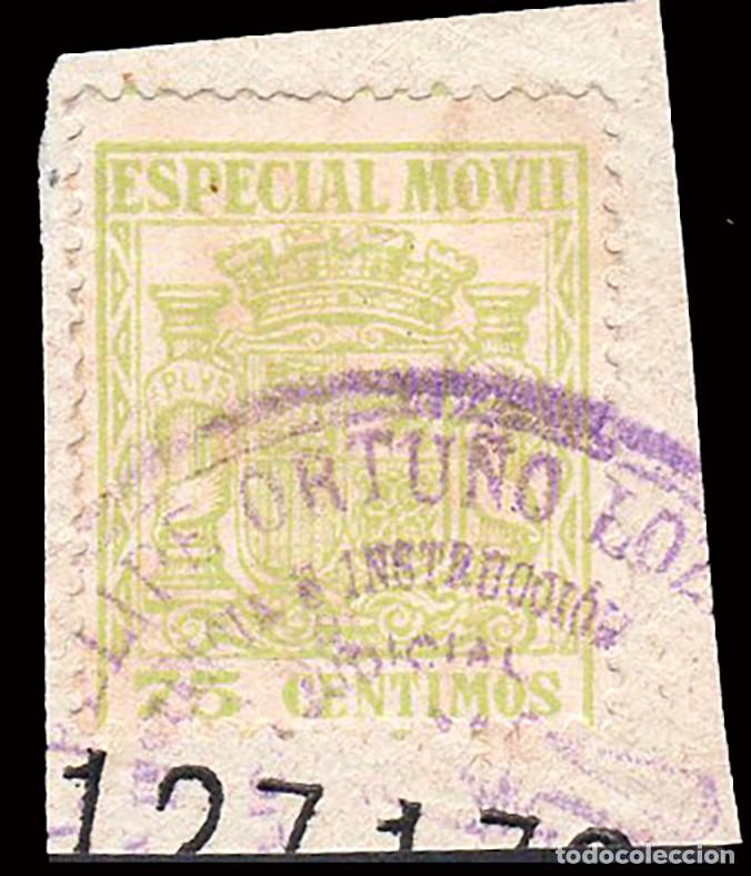 Sellos: Espa&ntilde;a - Fiscales - Especial M&oacute;vil - Alemany o 48 - 1932/38 - 75 cts. - Fragmento