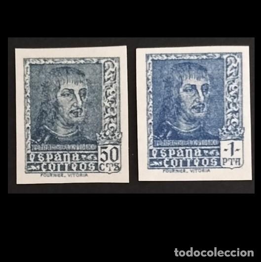 Sellos: Edifil NE58-59 SIN DENTAR MNH Espa&ntilde;a 1938 sin fijasellos NE Fernando El Cat&oacute;lico