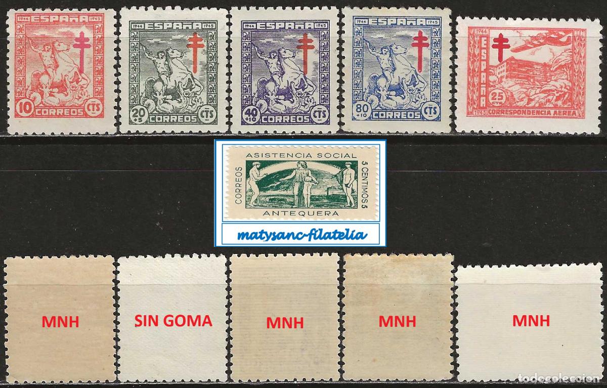 Sellos: ESPA&Ntilde;A 1944. EDIFIL 984/988. SERIE COMPLETA &rdquo;PRO TUBERCULOSOS&rdquo;. VER DESCRIPCI&Oacute;N. L2