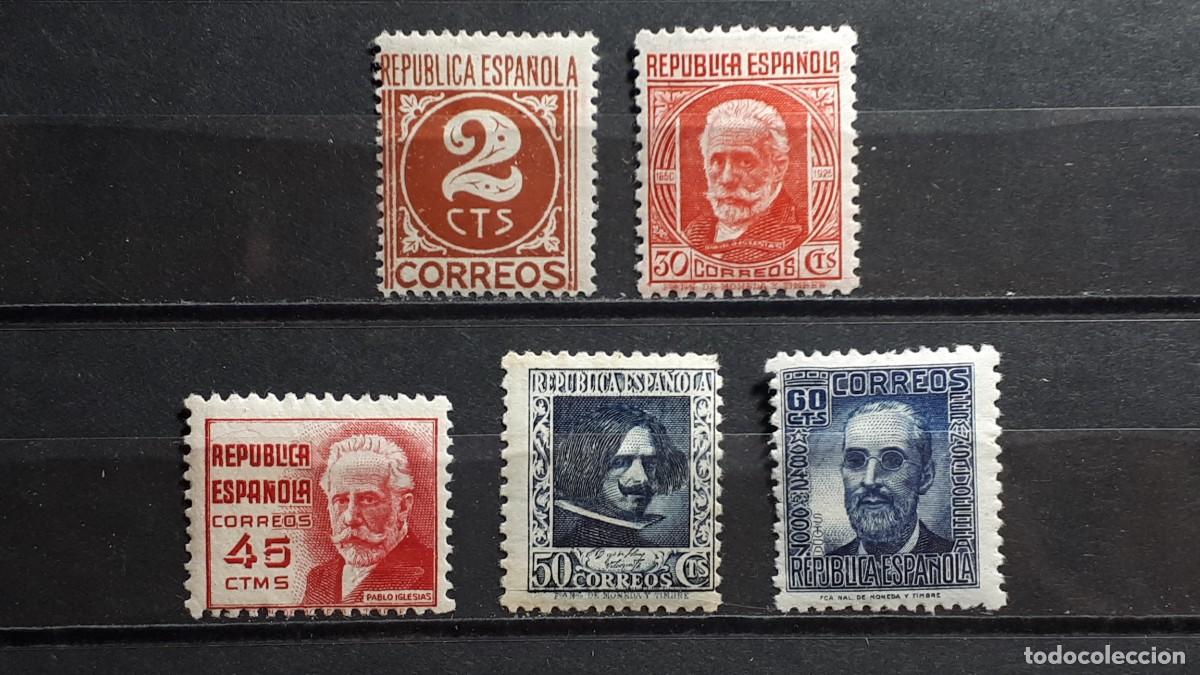 Sellos: ESPA&Ntilde;A. A&Ntilde;O 1936 *. Edifil 731, 734, 737/9.