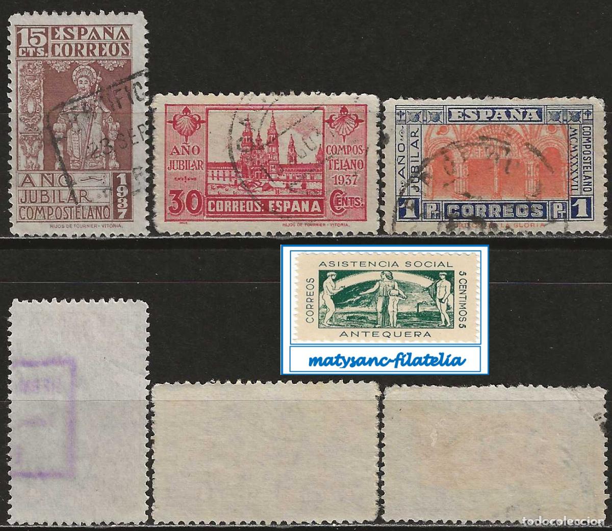 Sellos: ESPA&Ntilde;A 1937. EDIFIL 833/835. SERIE COMPLETA &rdquo;A&Ntilde;O JUBILAR COMPOSTELANO&rdquo;. USADA L2