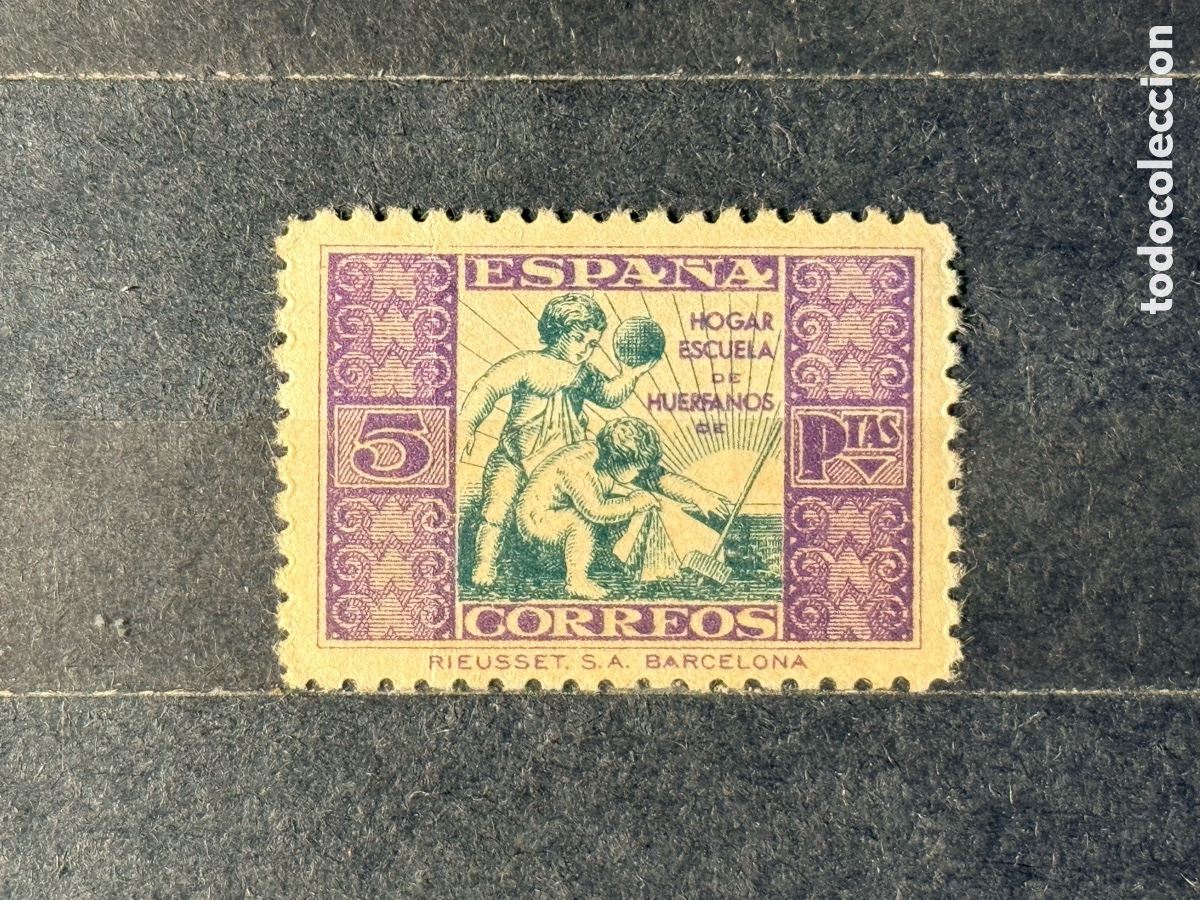 Sellos: Espa&ntilde;a. 1934. II Rep&uacute;blica. Beneficencia Hu&eacute;rfanos Correos. Edifil 8. Nuevo **