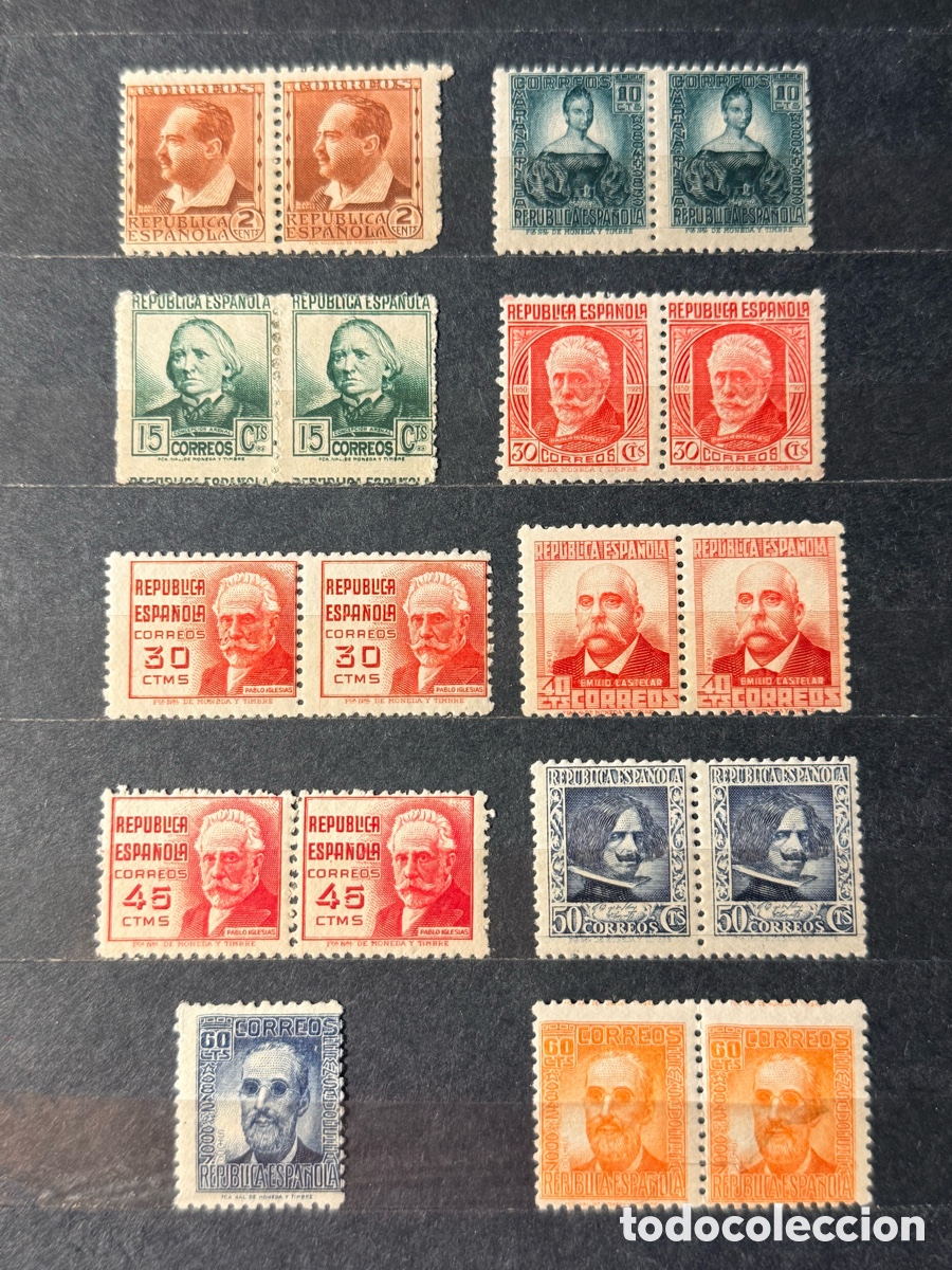 Sellos: Espa&ntilde;a. 1936/1938. II Rep&uacute;blica. Edifil 731/740. Nuevos */**