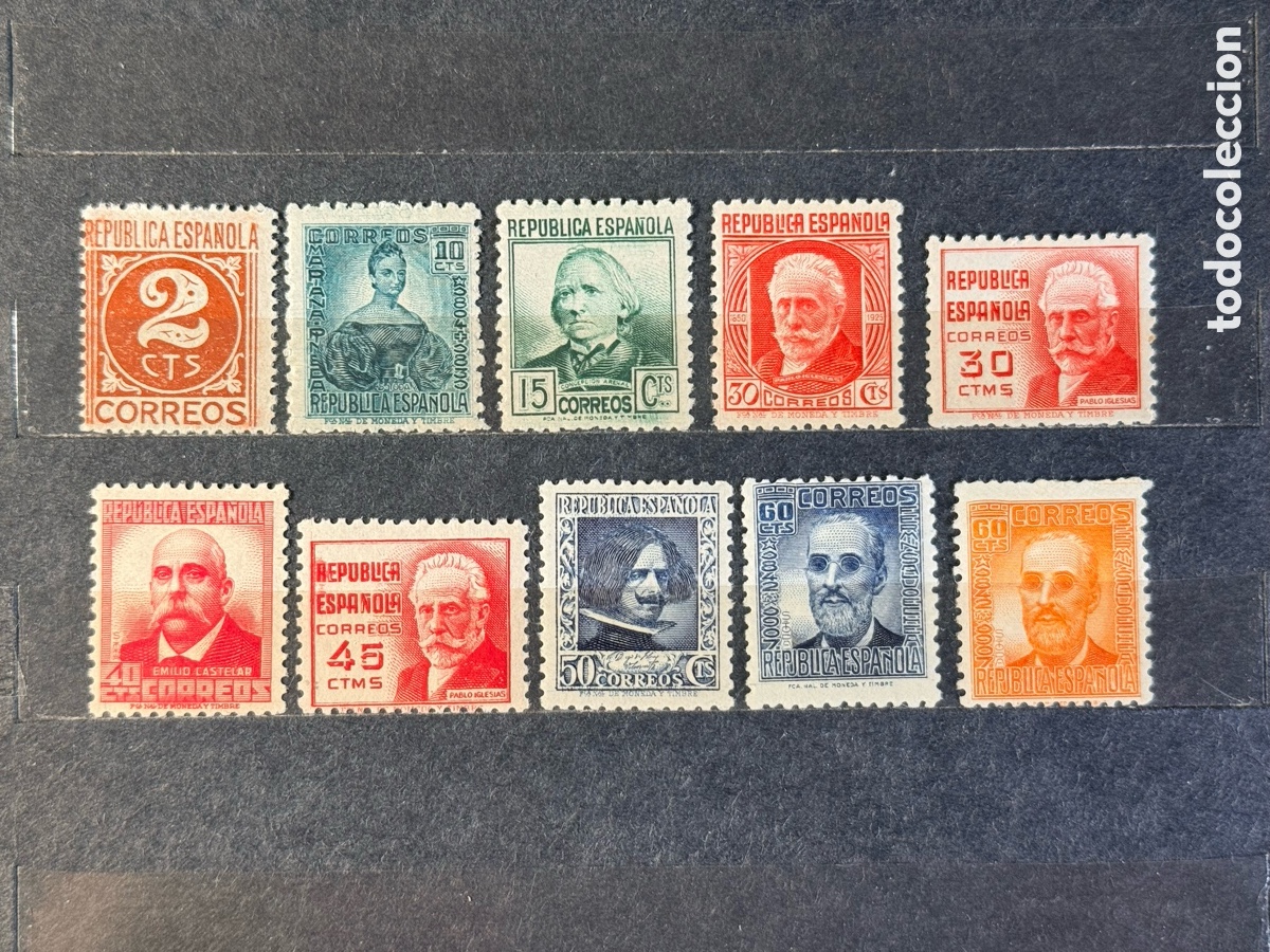 Sellos: Espa&ntilde;a. 1936/1938. II Rep&uacute;blica. Edifil 731/740. Nuevos */**