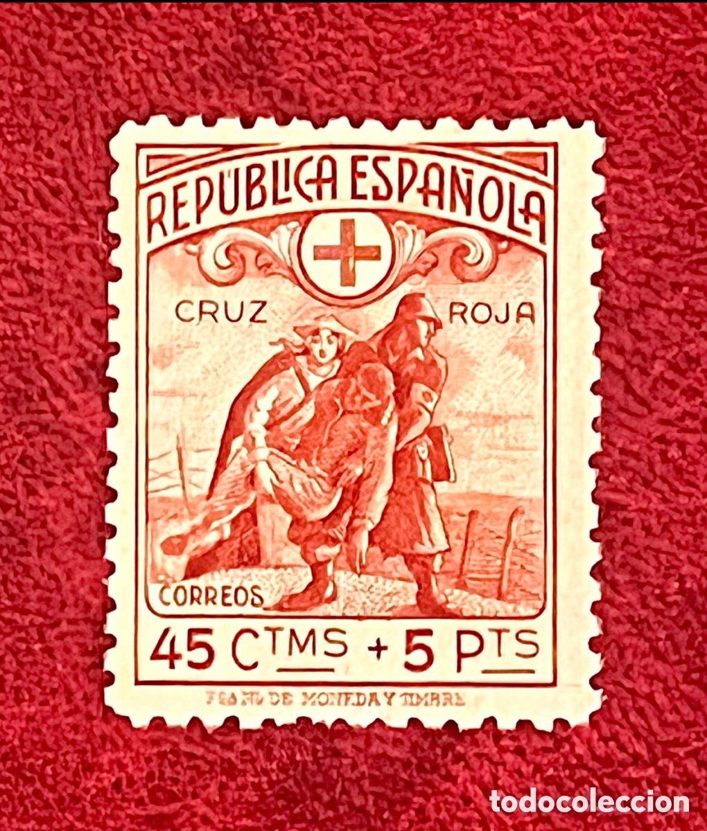 Sellos: Bonito sello Cruz Roja Guerra Civil 1938 Zona Republicana