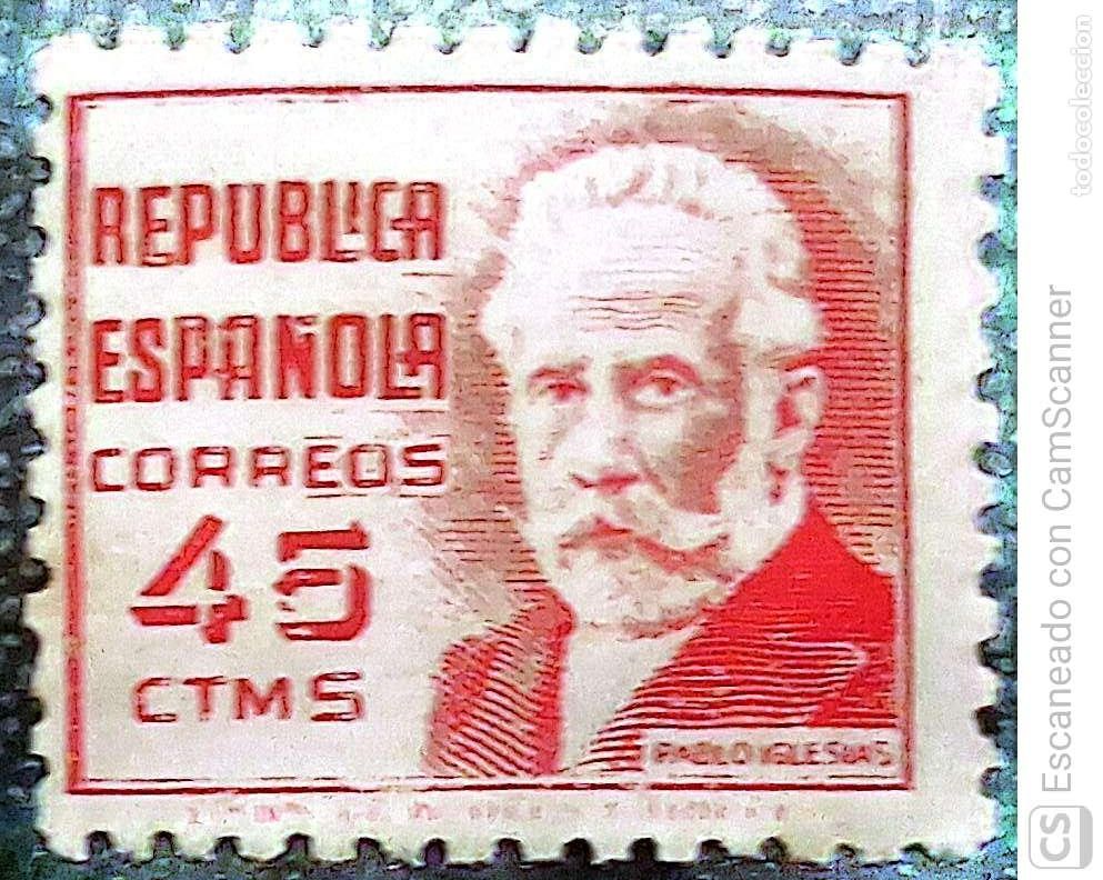 Sellos: Espa&ntilde;a. 737 Pablo Iglesias. 1937. Sellos nuevos y numeraci&oacute;n Edifil.