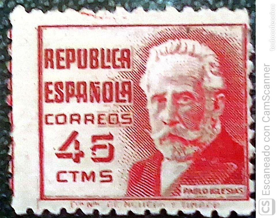 Sellos: Espa&ntilde;a. 737 Pablo Iglesias. 1937. Sellos nuevos y numeraci&oacute;n Edifil.