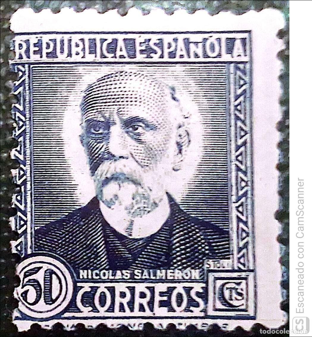 Sellos: Espa&ntilde;a. 688 Nicol&aacute;s Salmer&oacute;n. 1935. Sellos nuevos y numeraci&oacute;n Edifil.