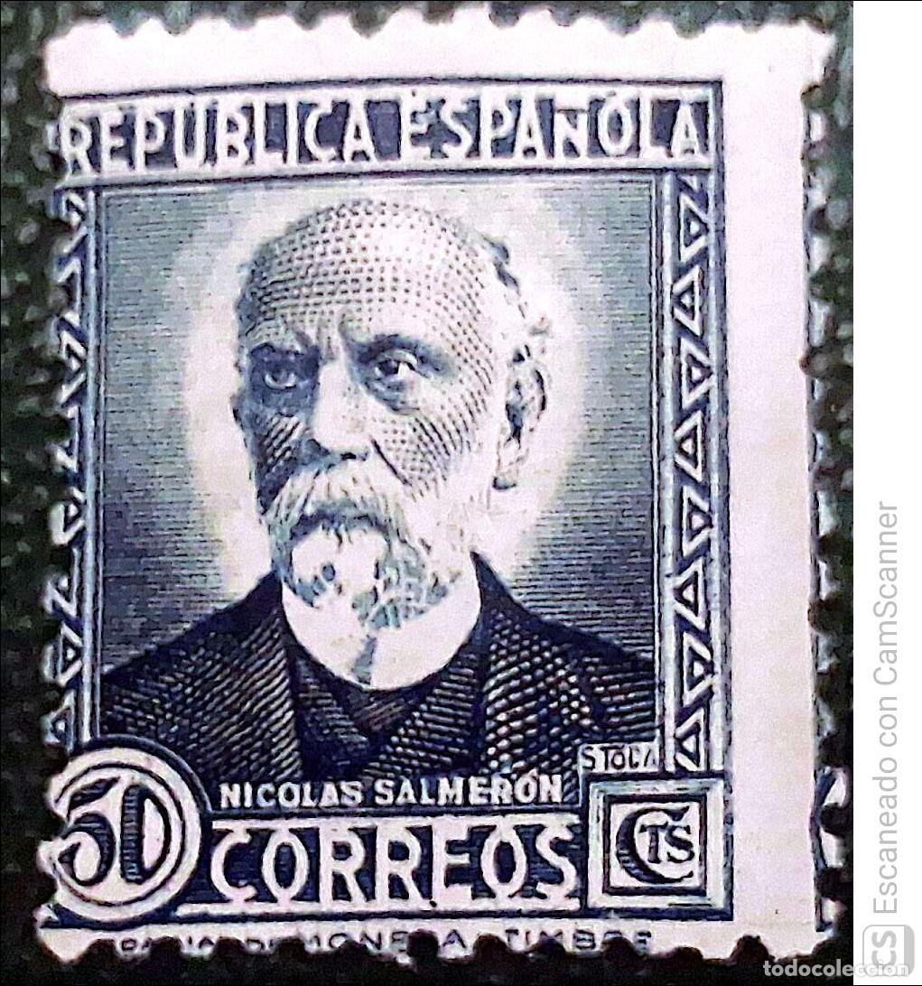 Sellos: Espa&ntilde;a. 688 Nicol&aacute;s Salmer&oacute;n. 1935. Sellos nuevos y numeraci&oacute;n Edifil.