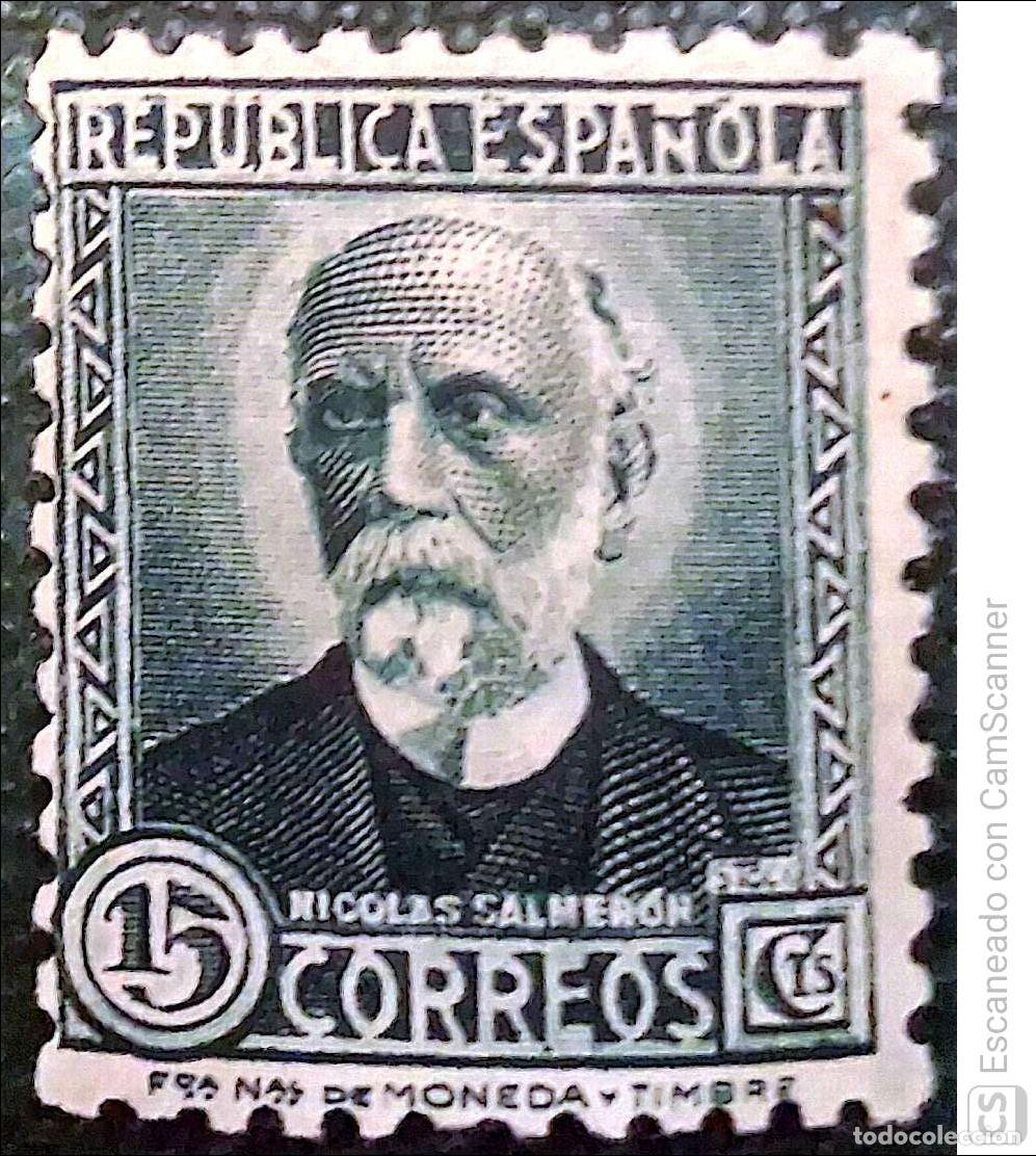 Sellos: Espa&ntilde;a. 657 Nicol&aacute;s Salmer&oacute;n. N&ordm; de control en el dorso. 1931. Sellos nuevos y numeraci&oacute;n Edifil.