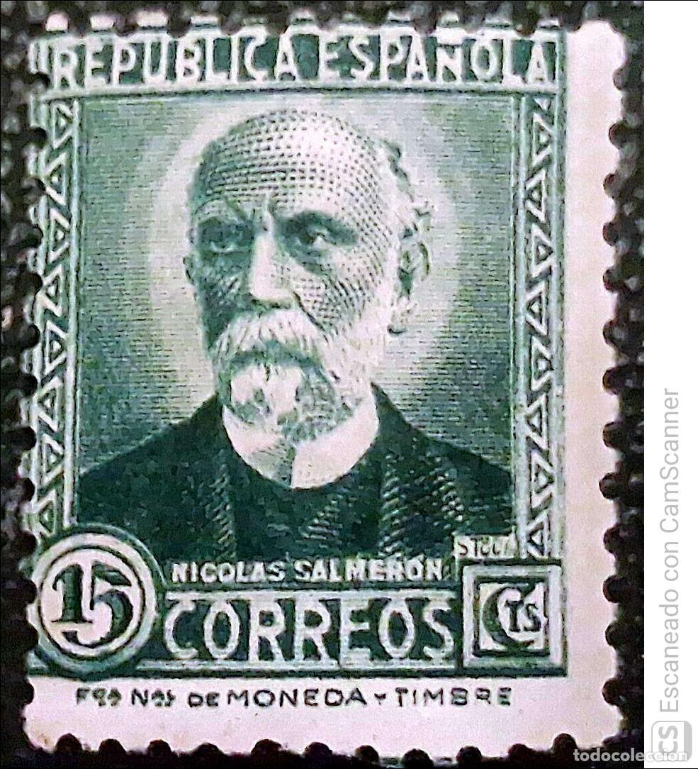 Sellos: Espa&ntilde;a. 665 Nicol&aacute;s Salmer&oacute;n. 1932. Sellos nuevos y numeraci&oacute;n Edifil.