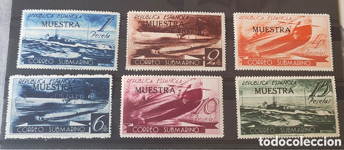 Sellos: 1938 Edifil 775/780** Muestra Correo Submarino