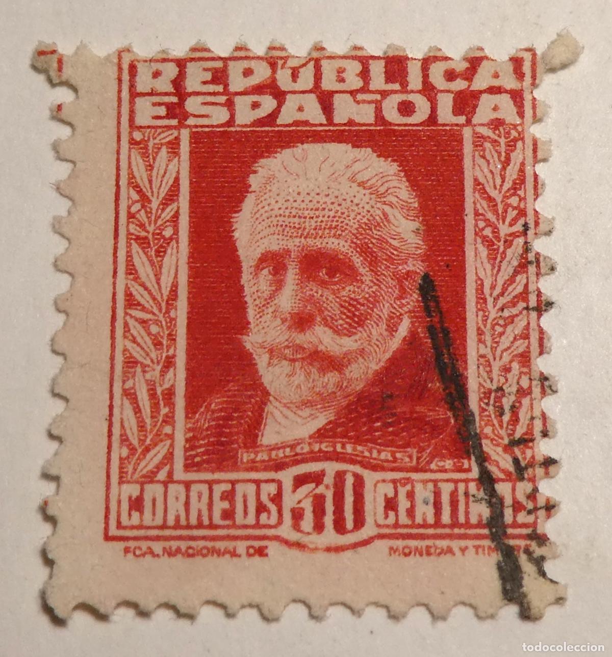 Sellos: Sello postal de Espa&ntilde;a 30 c&eacute;ntimos 1931 ,Pablo Iglesias.