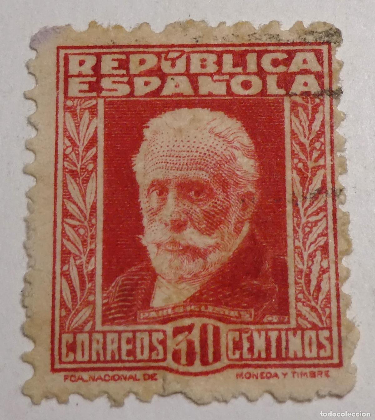 Sellos: Sello postal de Espa&ntilde;a 30 c&eacute;ntimos 1931 ,Pablo Iglesias.