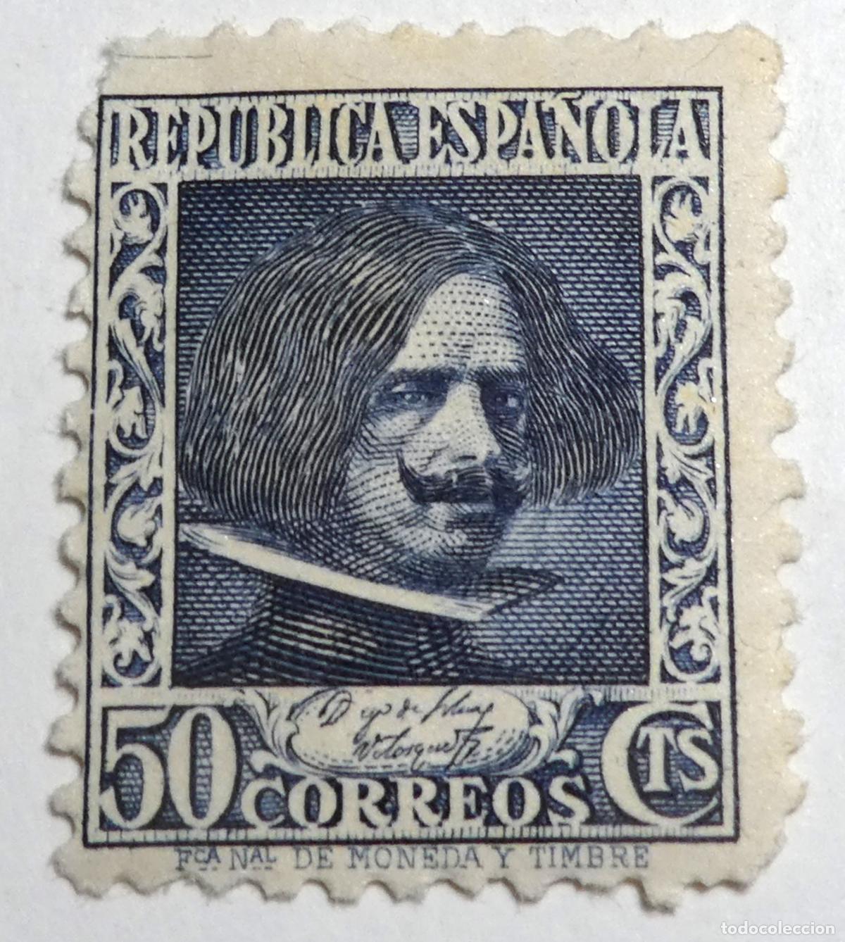 Sellos: Sello postal de Espa&ntilde;a 50 c&eacute;ntimos 1936 ,Diego Vel&aacute;zquez
