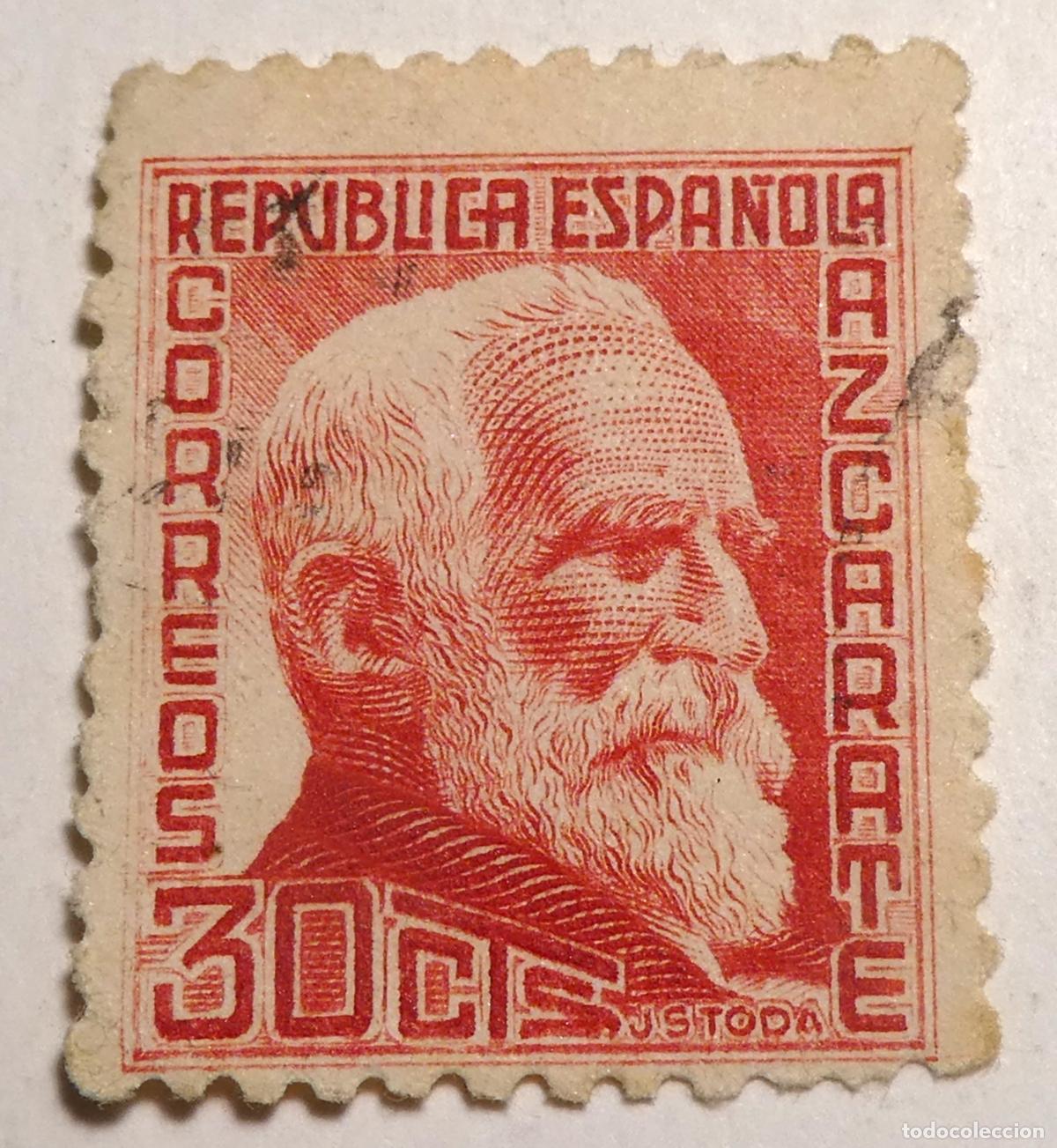 Sellos: Sello postal de Espa&ntilde;a 30 centimos (1933-1935), Gumersindo de Azc&aacute;rate