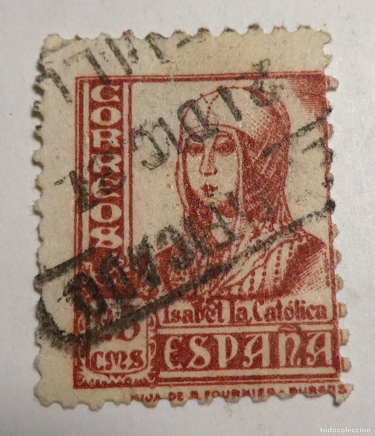 Sellos: Sello postal de Espa&ntilde;a 30 c&eacute;ntimos (1937-1938) ,Isabel la Cat&oacute;lica