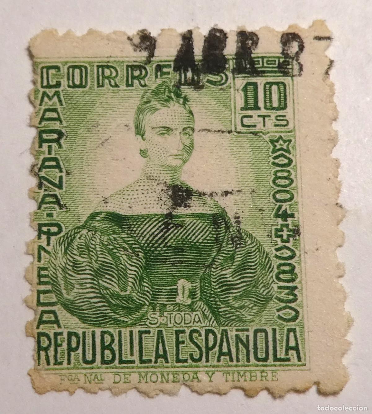 Sellos: Sello Postal de 10 c&eacute;ntimos 1935, Personajes, Mariana Pineda.