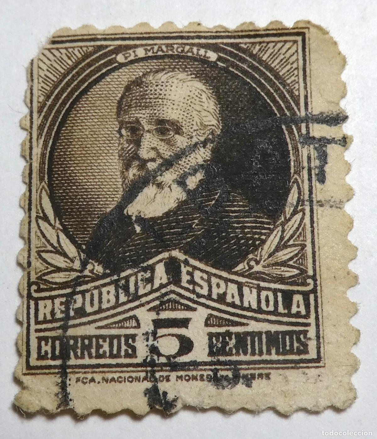 Sellos: Sello Postal de 5 c&eacute;ntimos 1931, FRANCISCO PI Y MARGALL