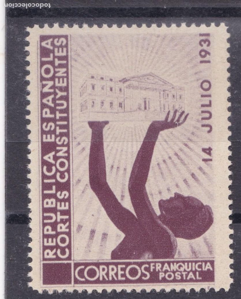 Sellos: AA10- FRANQUICIA Cortes Constituyentes REPUBLICA . Violeta Oscuro (*) LUJO. RARA