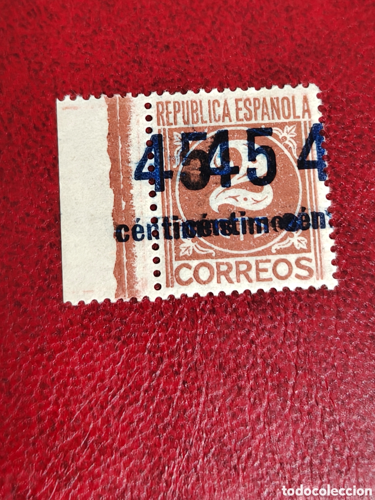 Sellos: Espa&ntilde;a sellos Edifil 744 Variedad Impresi&oacute;n doble Marquilla de Autenticidad