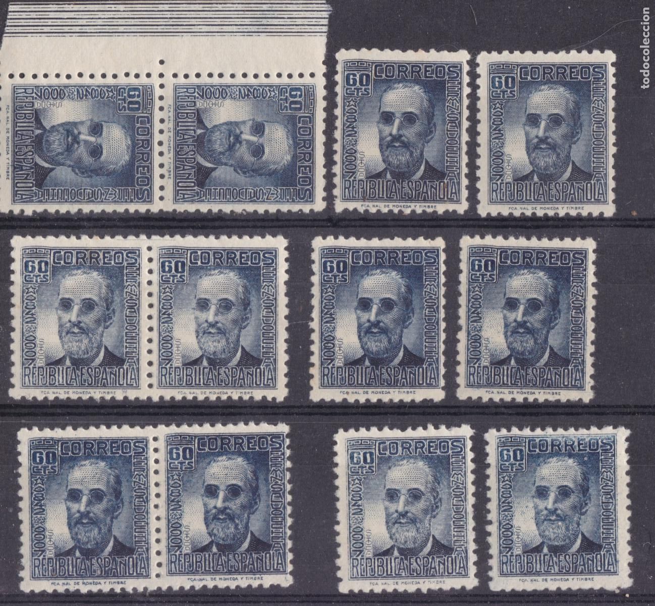 Sellos: FC4-177-Rep&uacute;blica Salvoechea Edifil 739 x 12 Sellos Nuevos Sin Fijasellos . Centrados