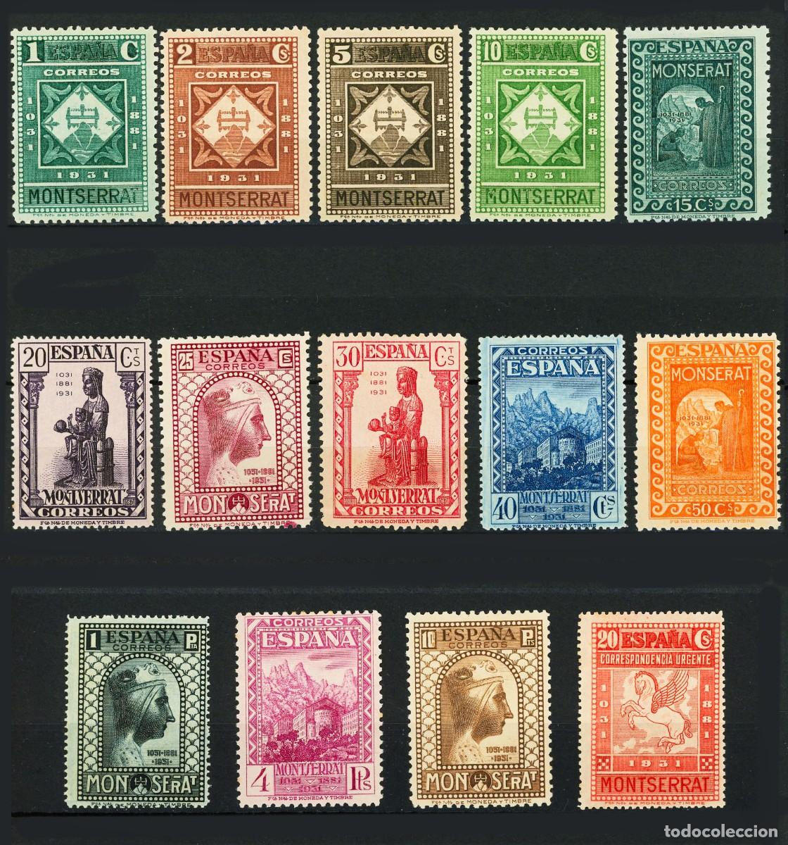 Sellos: SELLOS ESPA&Ntilde;A EDIFIL N&ordm; 636-649-IX Centenario Fundaci&oacute;n Monasterio de Montserrat-1931