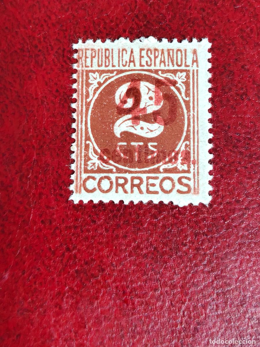 Sellos: ESPA&Ntilde;A SELLOS Edifil 744 Sobrecarga Color ROJO MUY RARO sellos Nuevos** Marquilla Autentico